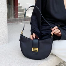 Женская сумка-тоут, нейлоновая сумка на плечо с полумесяцем, сумка для женщин, винтажная сумка-багет, черные сумки с подмышками, роскошная брендовая сумка