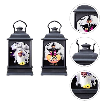 

2pcs Lamp Delicate Scary Hand-hled Witch Simulated Pumpkin Lantern for Party House Bedroom Outdoor