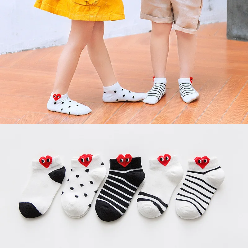 

CHILDREN'S Socks Cotton Socks Spring And Summer Korean-style Cute Dotted Stereo Heart Low-Cut No-show Socks Men And Women Baby L