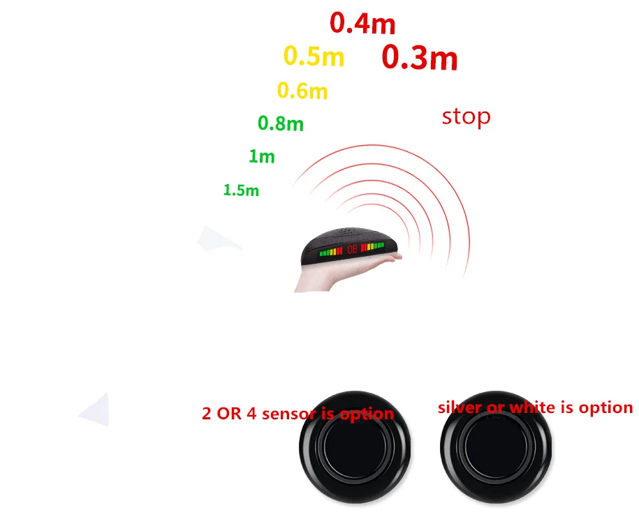 OBD цифровая передняя 4 система датчика парковки Светодиодный дисплей w + Разъем