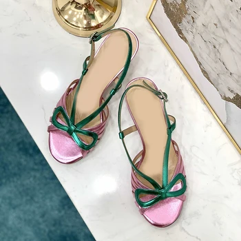 

Women Beach Slippers 2020 Summer Women Lady Retro Stitching Color Casual Low Beach Open Peep Toe Sandals Shoes Slides