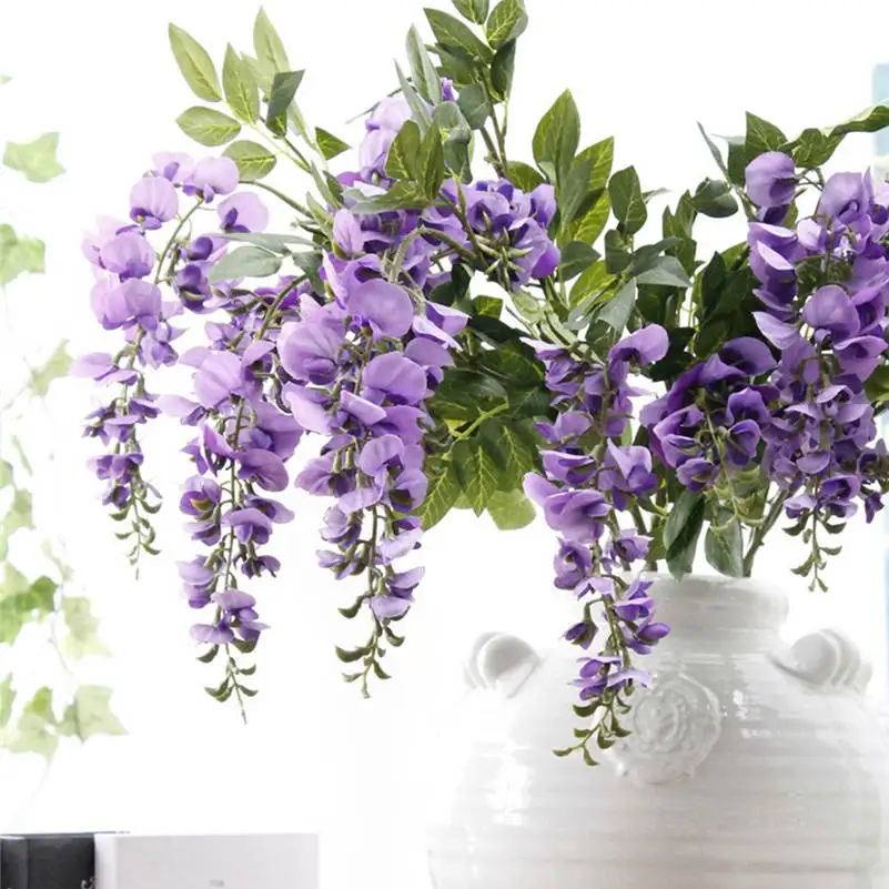 Искусственные цветы para decoracion hogar 39 дюймов искусственный шелк Wisteria поддельные Висячие цветы растение лоза Свадебный декор 661F10