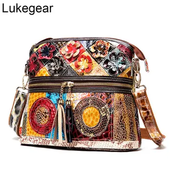 

Lukegear Cowhide Shoulder Bags for Female Retro Real Leather Women's Handbags Big Capacity Tote Packs