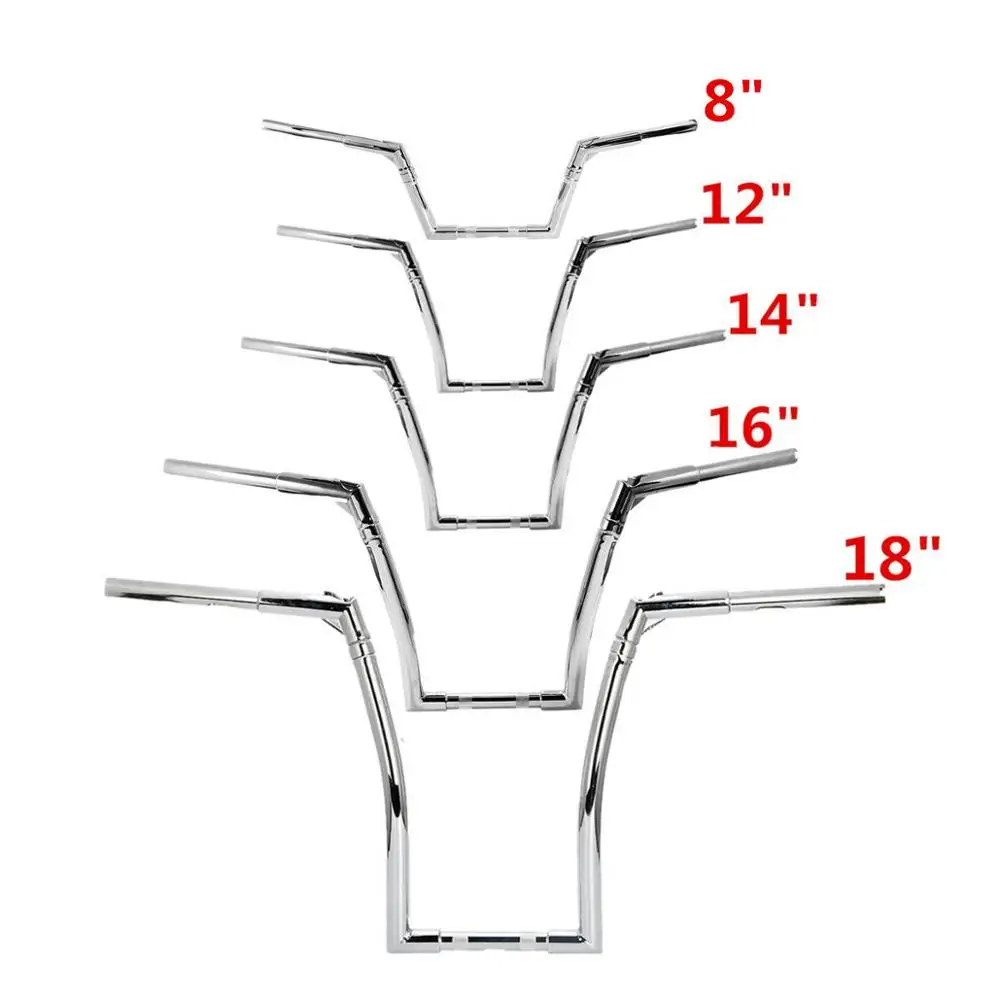 

Motorcycle Chrome 8" 12" 14" 16" 18" Rise 1-1/4" 1.25" Fat Ape Hanger Handlebar For Harley Sportster XL 883 XL1200 48 FLST FXST