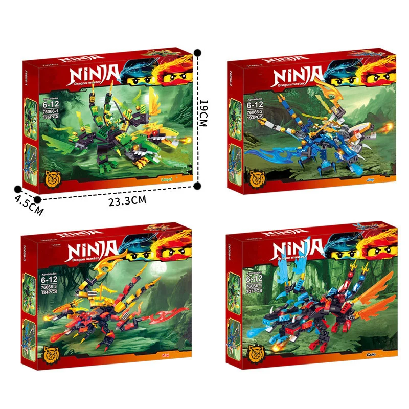 Новые совместимые ниндзя Ninjagoingly Дракон строительные блоки фигурки Kai, jay, Cole ZANE ниндзя Ллойд Фигурки игрушки для детей Подарки - Цвет: 4pcs set  no box