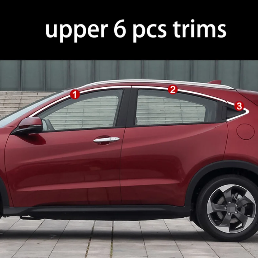 Нержавеющая сталь окна автомобиля планки для honda hrv honda vezel - Цвет: upper 6 pcs trims