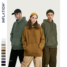 INFLATION FW, мужские толстовки с опущенными плечами, чистый цвет, мужские Базовые негабаритные мужские толстовки, осенне-зимние толстовки для пары, 9689W
