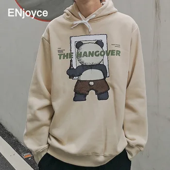 

ENjoyce Men Japanese Streetwear Hip Hop Hoodies 2020 Autumn Winter Oversized Warm Sweatshirts Hooded Panda Printed Clothing