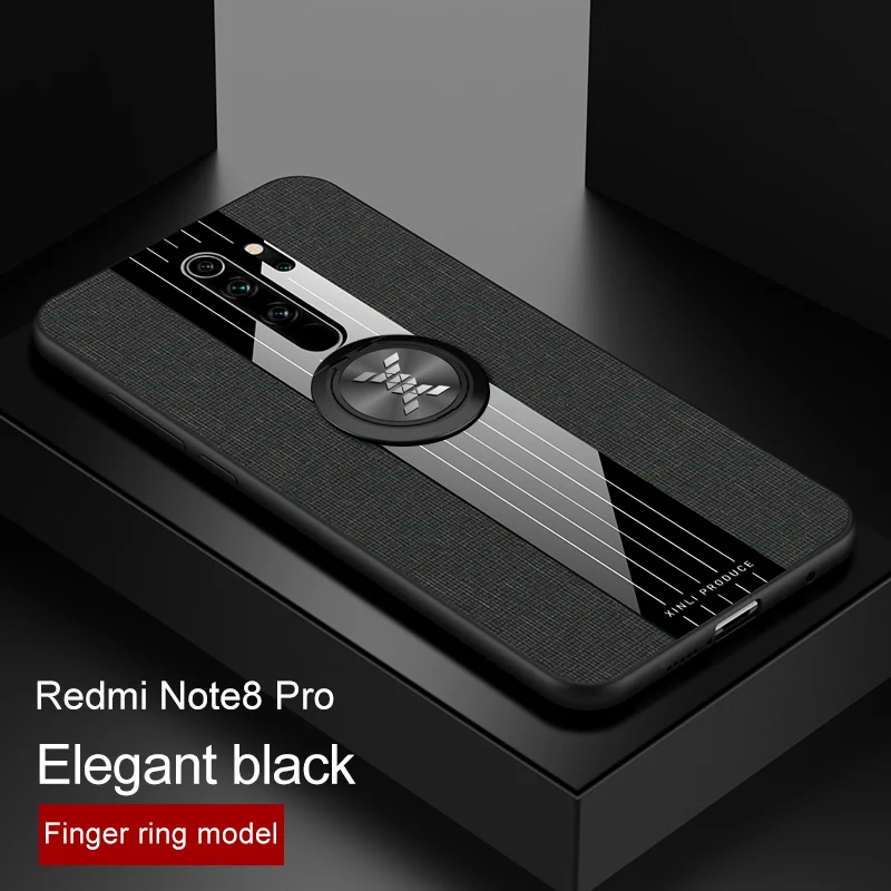 black and ring Xiaomi Redmi Note 8 Pro Чехол Мягкий Силиконовый противоударный бампер для Redmi Note 8 тканевая задняя крышка Xiaomi Note 8 Plus чехол для телефона s - Цвет: black and ring
