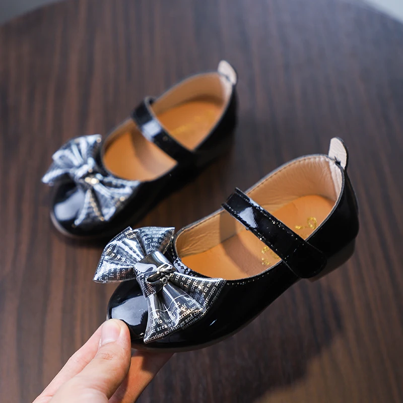 Детская обувь принцессы; кожаная обувь для девочек; детская модная танцевальная обувь с мягкой подошвой; простая однотонная обувь с бантом; SH018