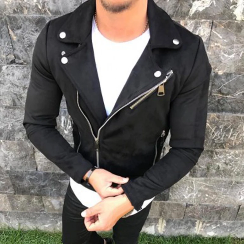 

Men's Coat Casual Short Coat Lapel Long Sleeve Zipper Outwear Warm Slim Fit Male Jackets 2019