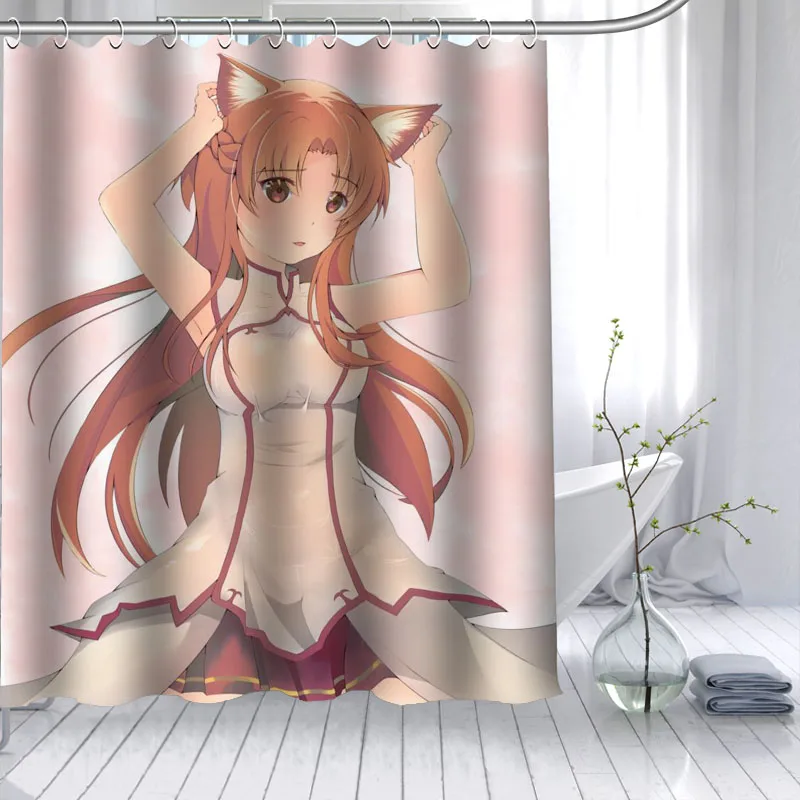 Горячая Распродажа Lil fox аниме девушка мультфильм пользовательские занавески для душа 3D Водонепроницаемый полиэстер ткань для ванной занавес 12 крючков для ванной комнаты - Цвет: 6