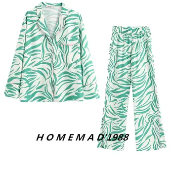 

Set Female 2020 Summer New Printed Shirt High Waist Straight Pants Two-piece Fashion Wild Temperament Was Thin Women's Clothes