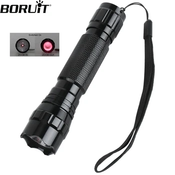 

BORUiT 5W IR 850nm LED Night Vision Tactical Flashlight Zoom Infrared Torch IPX6 Waterprrof 18650/AAA Battery Hunting Lantern