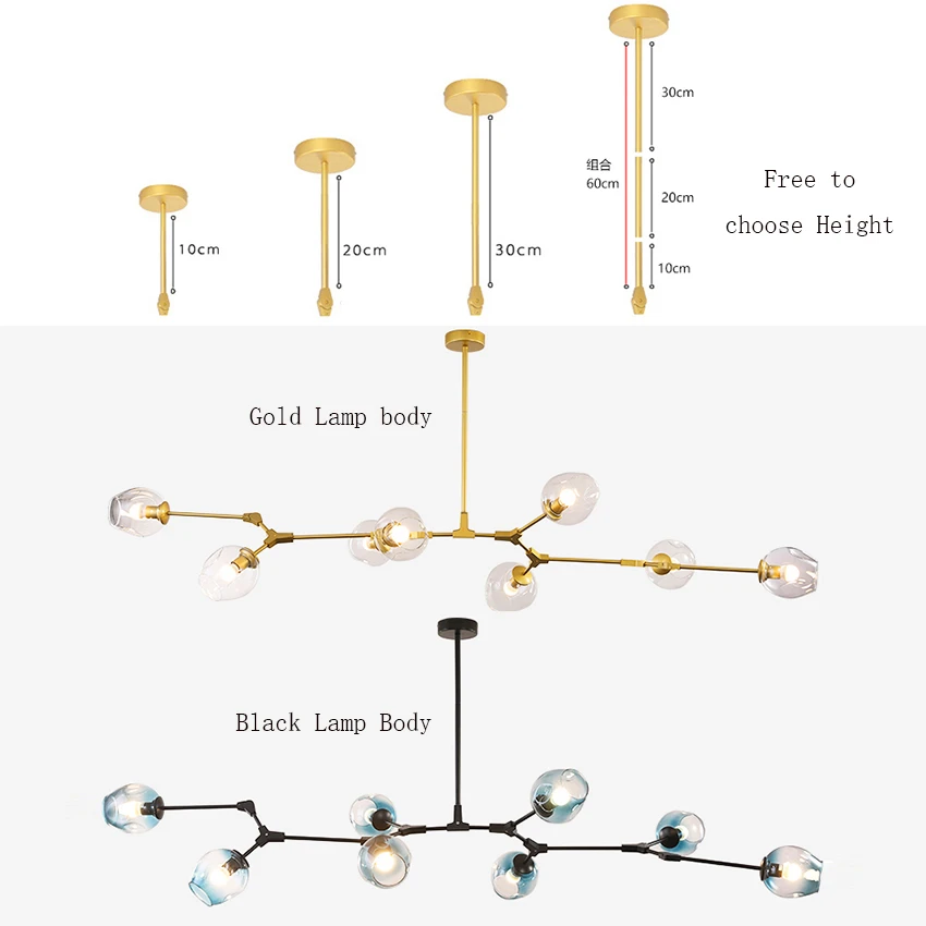 Modern Chandelier LED Living Room Villa Clothing Trend Indoor Chandelier Lighting Molecule Glass Ball Bedroom Lustres De Teto