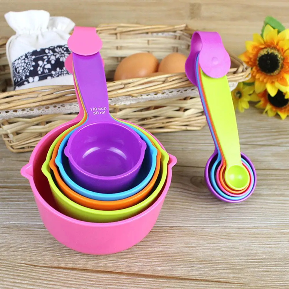 

5Pcs/Set Measuring Cup Cups Tablespoons Tools Durable Spoon Set Gadget Colour Practical Plastic Measuring Spoons Portable