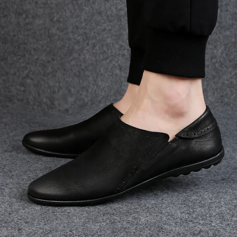Men Peas Shoes Pointed Toe Mens Formal Shoe brown Elegant Simple Suit Gentleman Loafers Flats business Leather Size 38-44 %