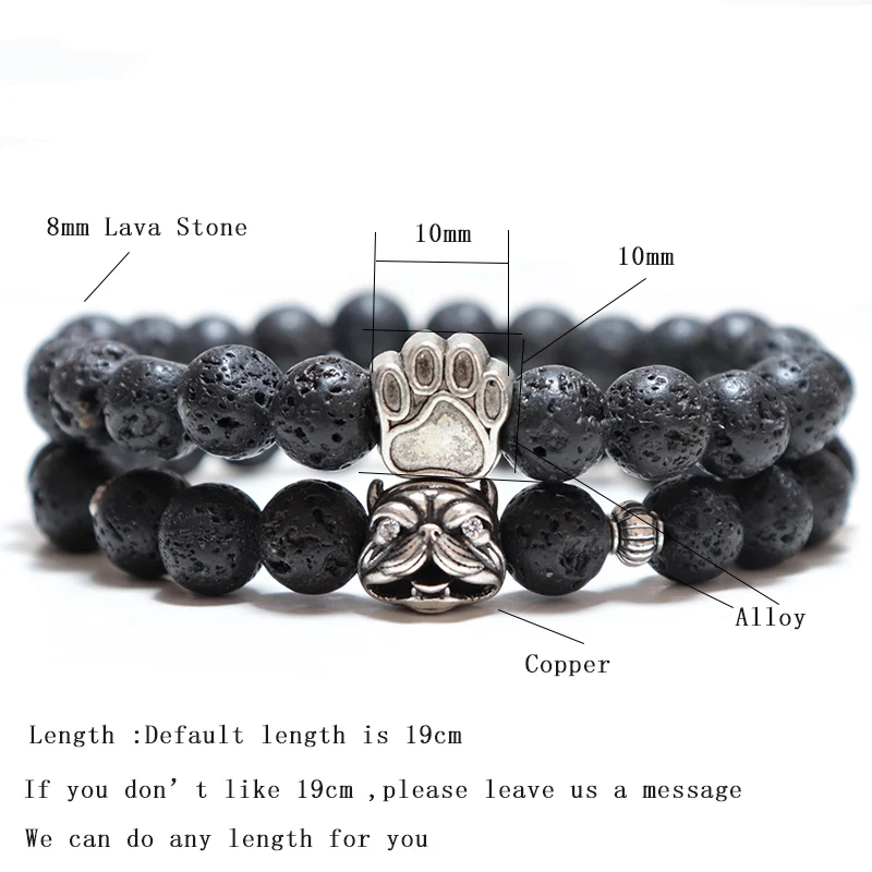 Noter French Bulldog Bracelets For Men, Women Vintage Dog Paw Natural Tiger Eye Bracelet - PeticaDeals