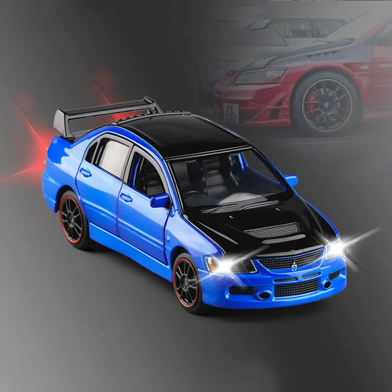 1/32 Mitsubishi EVO 9 IX Sports Cars Toy Alloy Die Cast Metal Casting Sound Light Model Toys Car For Collection - Цвет: 03