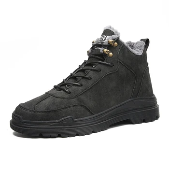 

2020 Men Boots Comfortable Warm Fur Men's Snow Boots Plush Casual Shoes Winter Ankle Male Boots Big Size 46 Men Shoes Zapatos