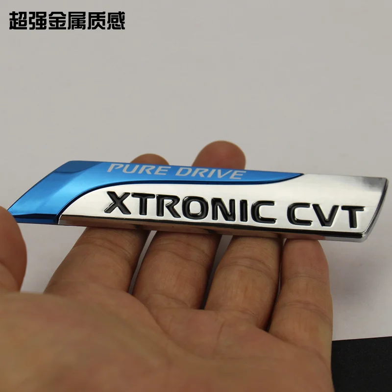 1pcs metal XTRONIC CVT Car tail trunk displacement sign stickers emblem car Badge for Nissan Bluebird SYLPHY Blue drive  Автомобили