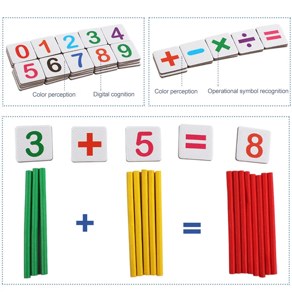 Детские деревянные игрушки montessori образовательных Счетные палочки Математика дошкольного возраста Обучающие, развивающие Математика Детский подарок с коробкой