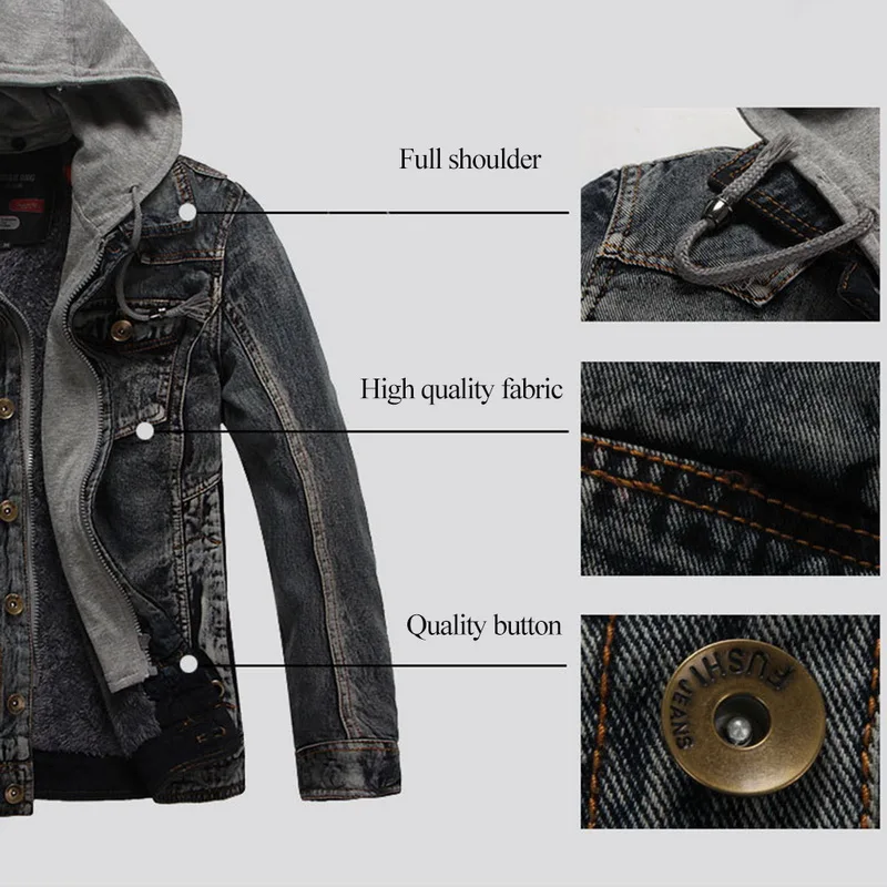 Пальто с капюшоном Chaqueta Hombre, осенне-зимняя мужская джинсовая куртка для мужчин, флисовая уличная одежда с отложным воротником, топы Veste Homme