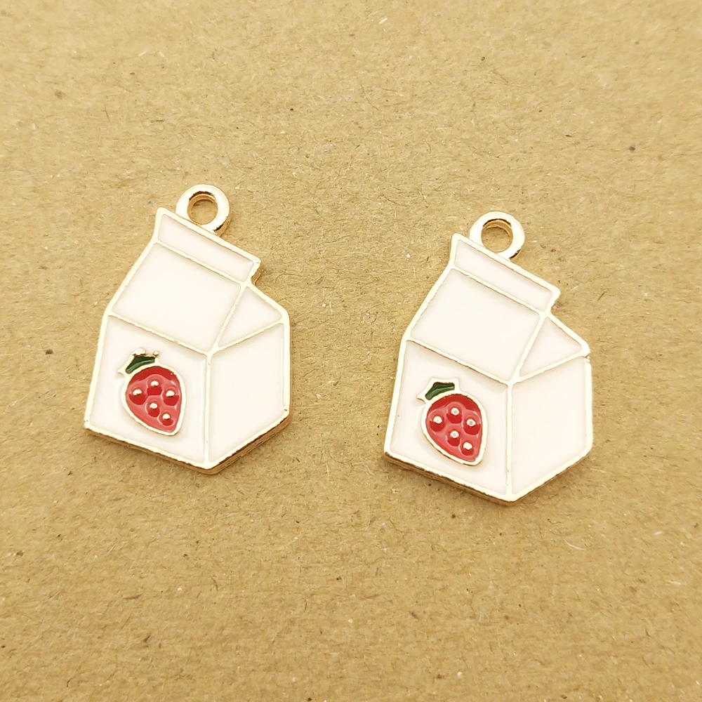 10 шт. 13x19mm коробка для клубники эмаль изготовления браслета Ассорти ювелирные