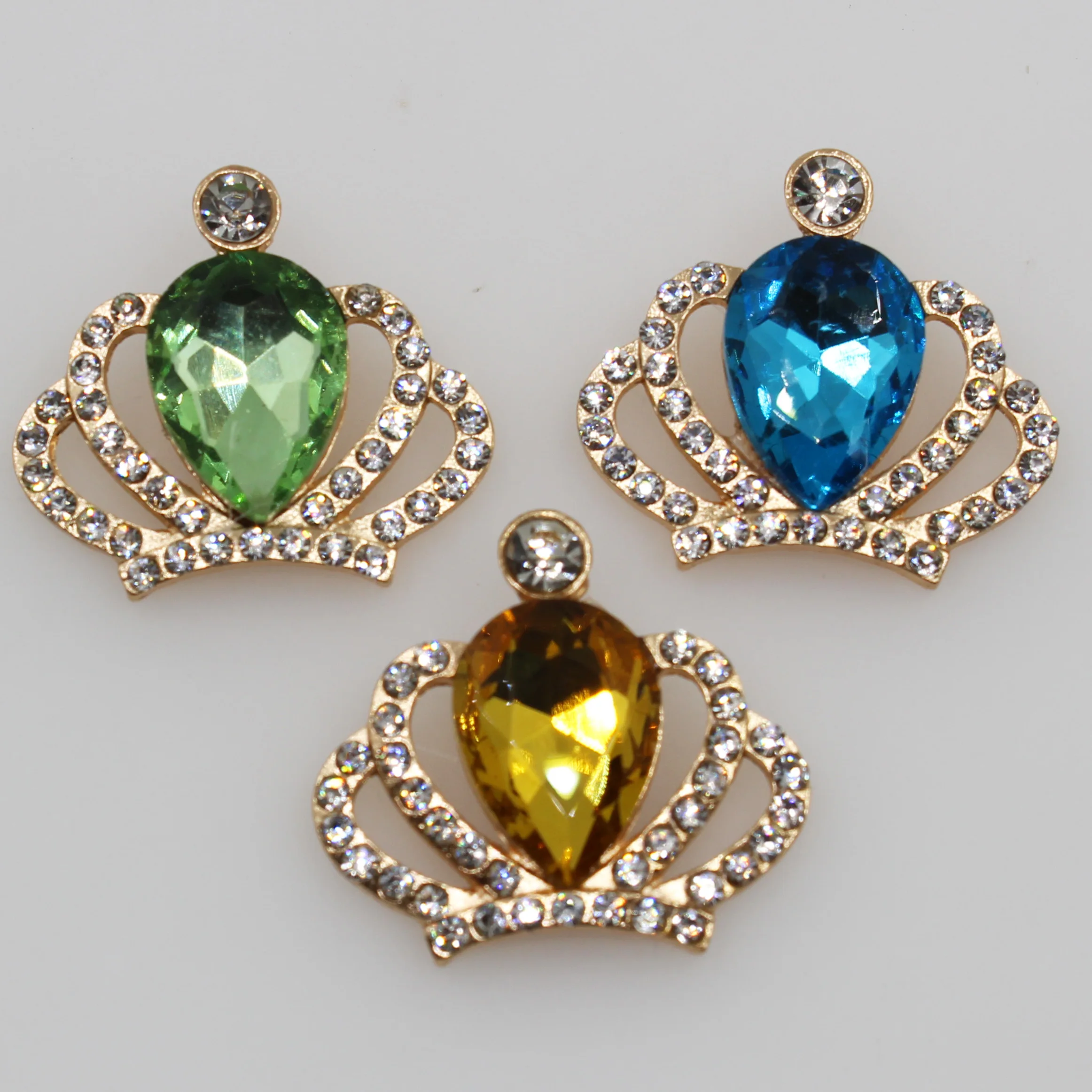 Золотая Корона с плоской задней поверхностью из сплава 10 шт. цветная пуговица