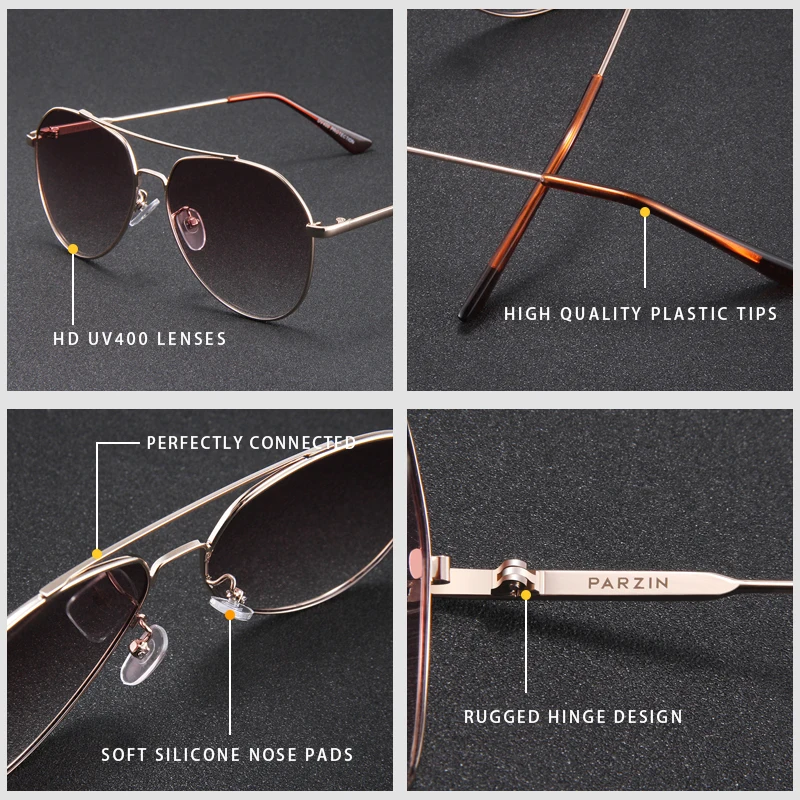 Kopen PARZIN Brand Design Nieuwe Pilot Zonnebril Vrouwen Mannen Rijden Hoge Kwaliteit Legering Frame UV400 Spiegel Zonnebril Mannelijke Mode