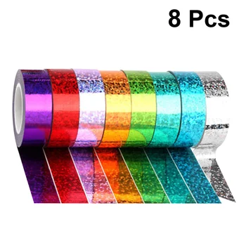 

8 Rolls of Creative Shiny Tapes Gift Packing Tapes Handmade Crafts Bands DIY Scrapbook Tape Assorted Color