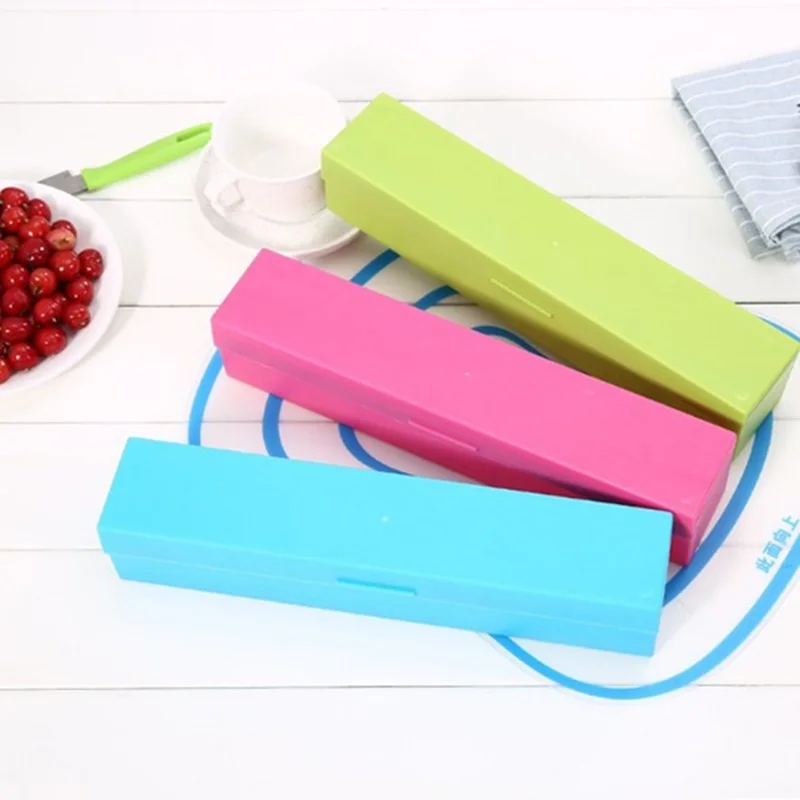 

Kitchen Plastic Foil Cling Film Wrap Dispenser Cutter Storage Box Vegetable Roll Bags Preservative Cling Film Cutter Home Helper