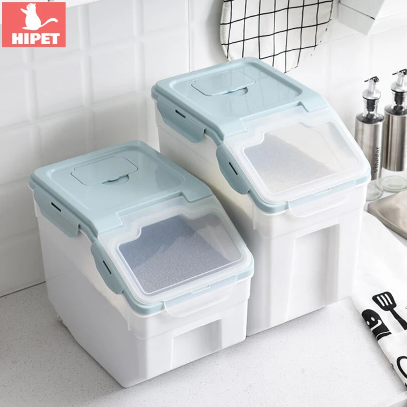 10kg 15kg Large Dog Food Storage Container Cat Food Box Moisture Proof Keep Fresh Pet Food Bucket Rice Container With Roller Dog Feeding Aliexpress