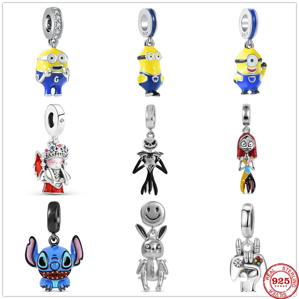 100% 925 Sterling Silver Smile Face Rabbit Game console Charm Fit Original Pandora Bracelet Making DIY Fashion Jewelry For Women | Украшения