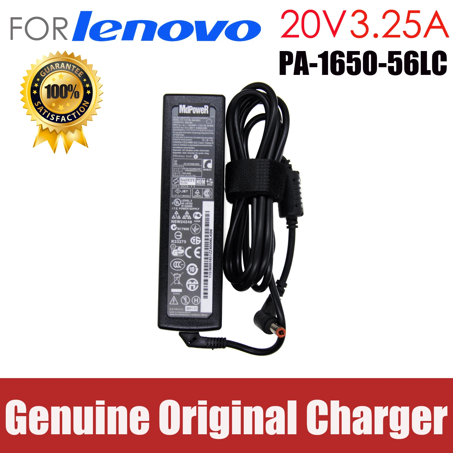 Оригинальный 20V 3.25A 65 Вт для LENOVO S405 S410 S415 S435 S436 U310 U410 U460 U510 Z475 Z485 питания ноутбука