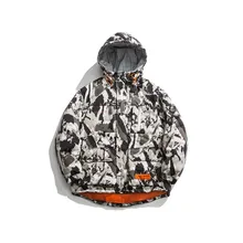 Ретро уличный бренд хип-хоп камуфляж с капюшоном хлопковое мужское зимнее толстое теплое хлопковое пальто