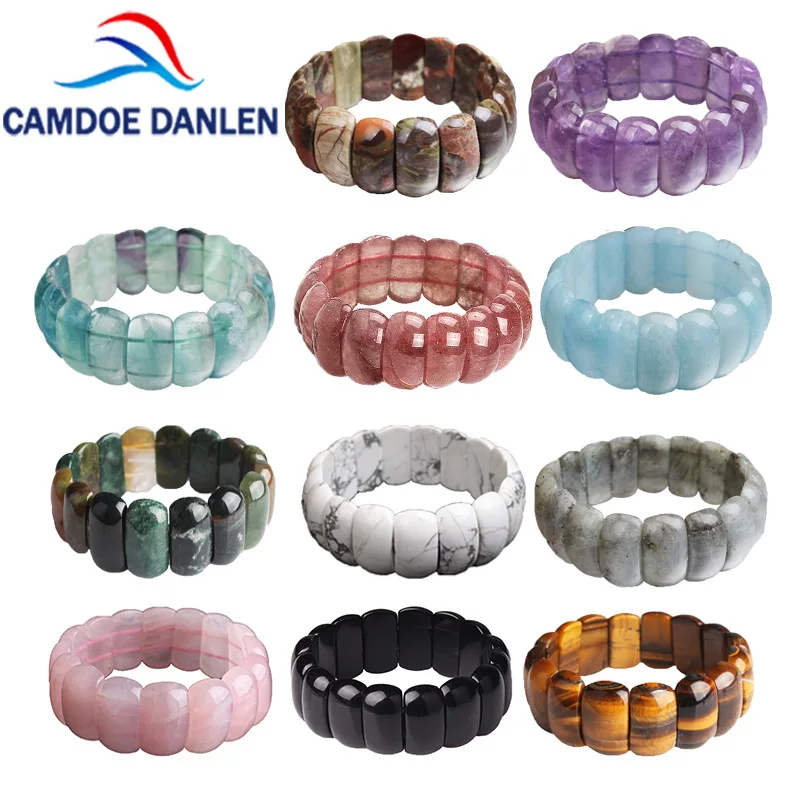 Clataly Bracciale In Pietre Naturali Ametista E Onice - Bracciale Elasticizzato Bohemien Per Donna