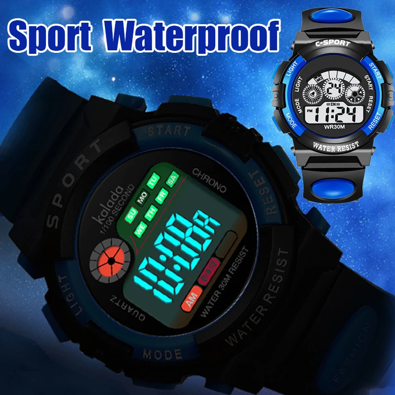 Children Luminous Watch Sport Kids Watches Silicone Strap Waterproof LED Digital for Kid Student Girl Boy Wristwatch Clock | Наручные