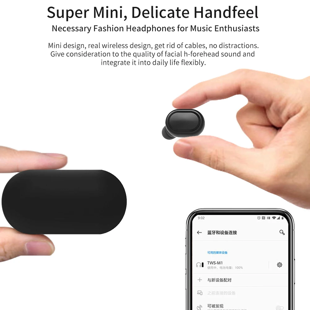 TWS M1 Bluetooth 5 0 гарнитура беспроводные наушники вкладыши с шумоподавлением микрофон