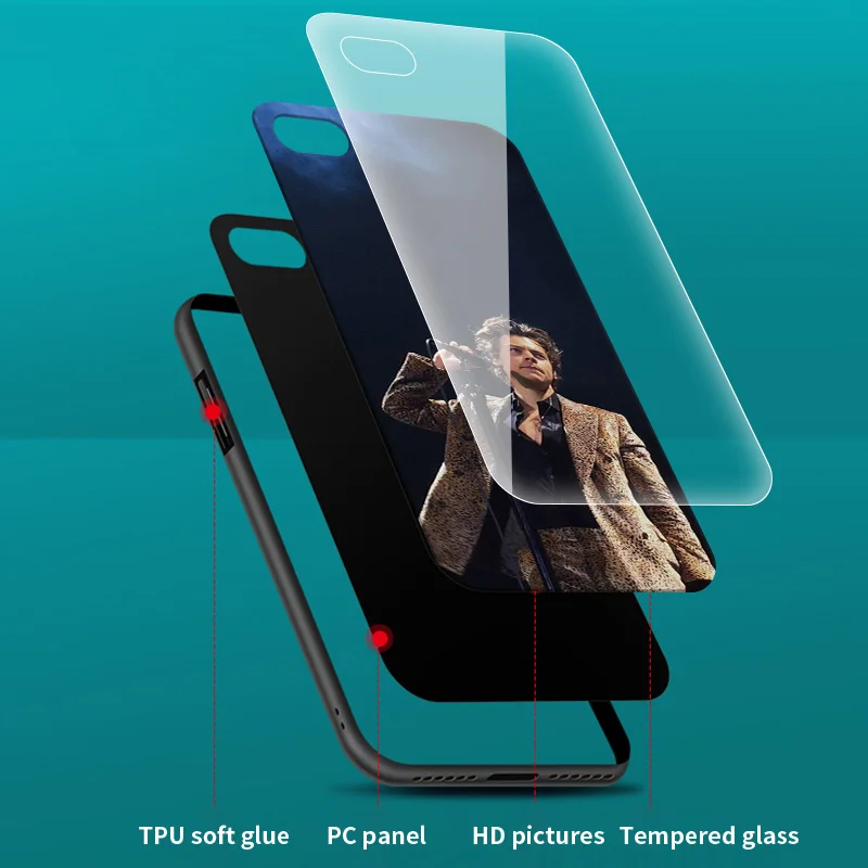 Glass Case For Apple iPhone 12 11 Pro Max 8 7 XS XR X 6 6S Plus SE 2020 Mobile Phone Coque Fundas Fine Line Harry Styles 1D