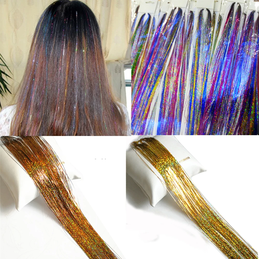 

37" Hair Tinsel 150 Strands Spark Bling Hair For Girls And Party 5pcs/lot Free Shipping