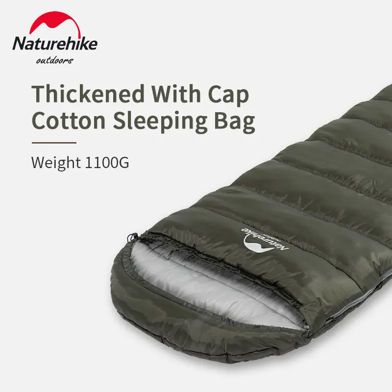 Sleeping Bag Single Envelope Mat Warm Breathable for Camping Four Seasons Green 