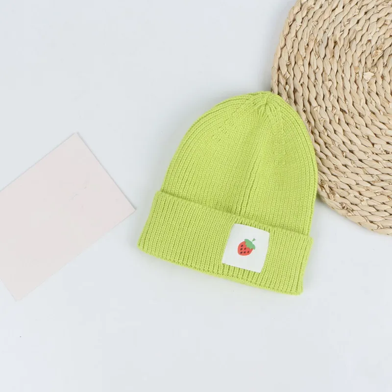 Вязаная шапка с рисунком фруктов, зимняя теплая шапка Skullies, шапка бини для детей, для мальчиков и девочек, 121