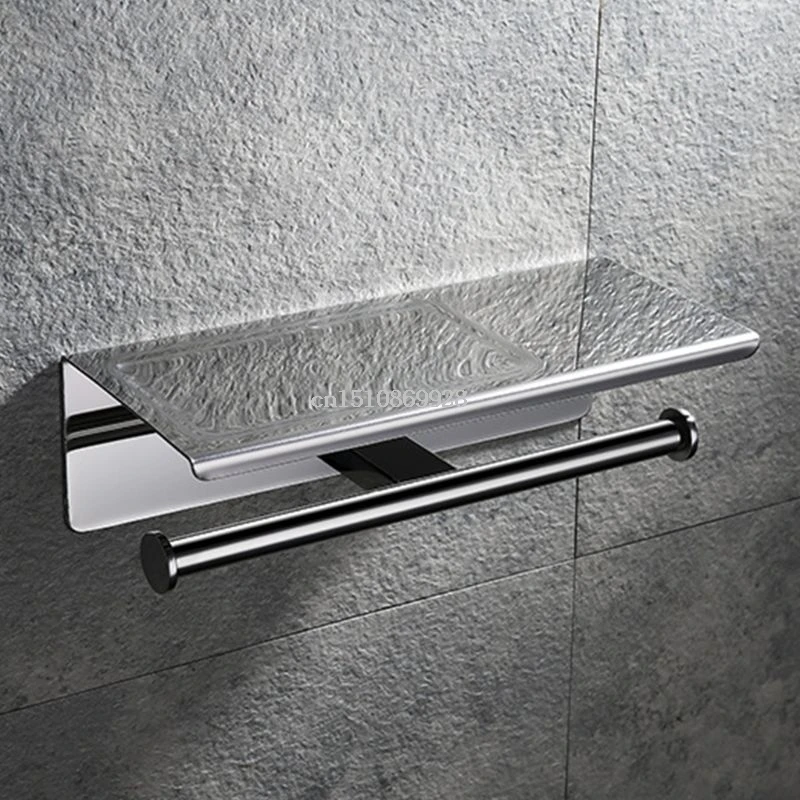 Double Toilet Paper Holder Bathroom Tissue Roll Holder with Shelf 448A