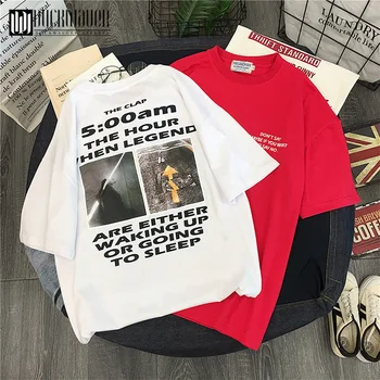 

Duckwaver Women Summer Letter Print T Shirt Chic Fashion O Neck Short Sleeve Tee Shirts Funny Couple Clothes Female Loose Tops