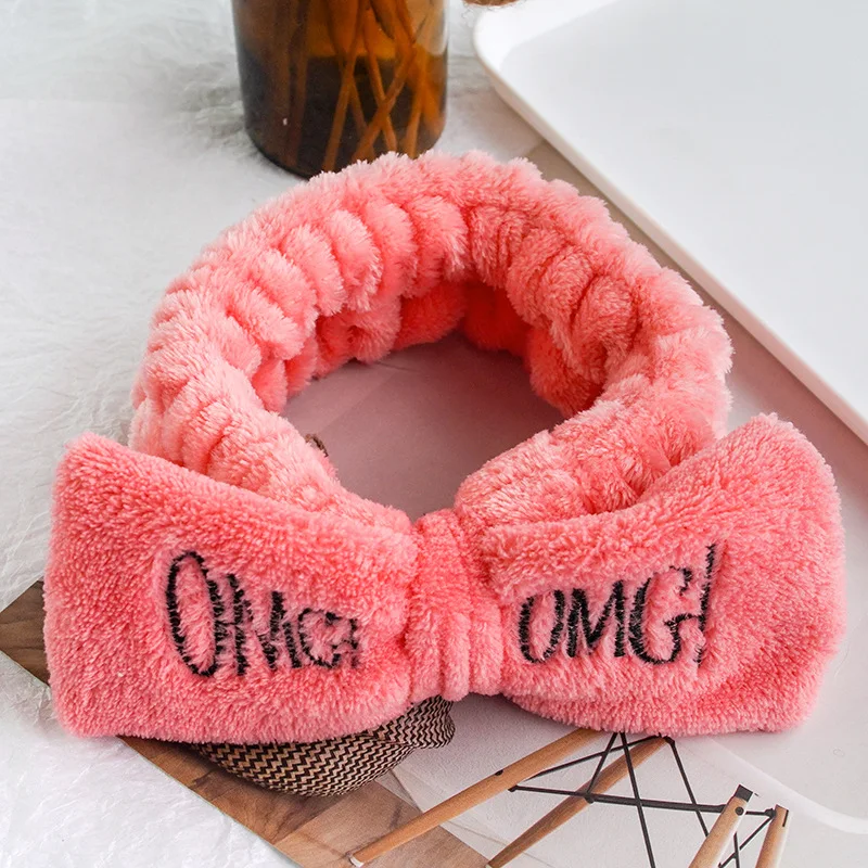 big hair clips Fashion OMG Flannel Headband Women Elasticity Bow Knot Hair Hoop Face wash makeup Girls hairband Hair Accessories FD082 Women's Hair Accessories