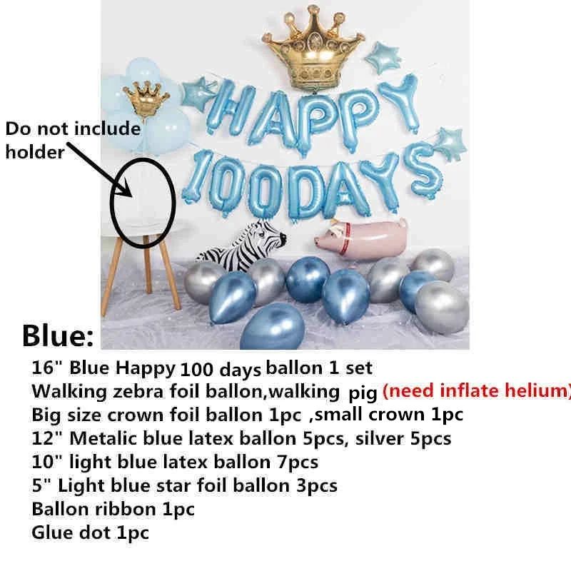 Blue Детское шоу, баллон, украшения, мальчик, синий, счастливый, 100 дней, баллон, комплект для девочки, розовый набор воздушных шаров, добро пожаловать, Детские вечерние, ходячие, животные, баллон - Цвет: Blue
