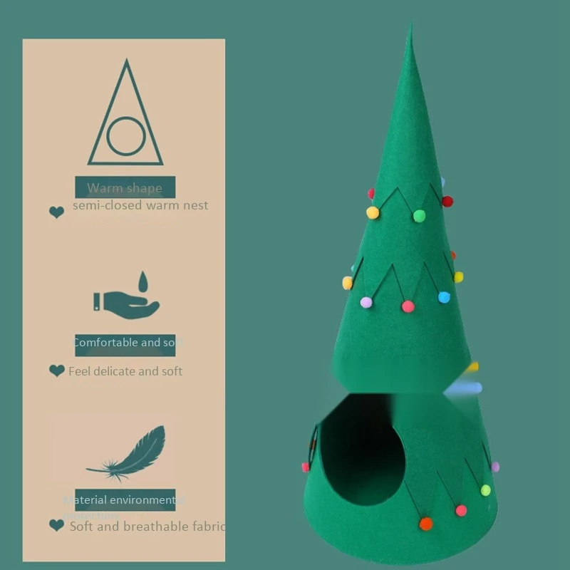 Рождественская елка гнездо для питомца веселое безопасное и удобное войлочное материал зеленые товары для питомцев
