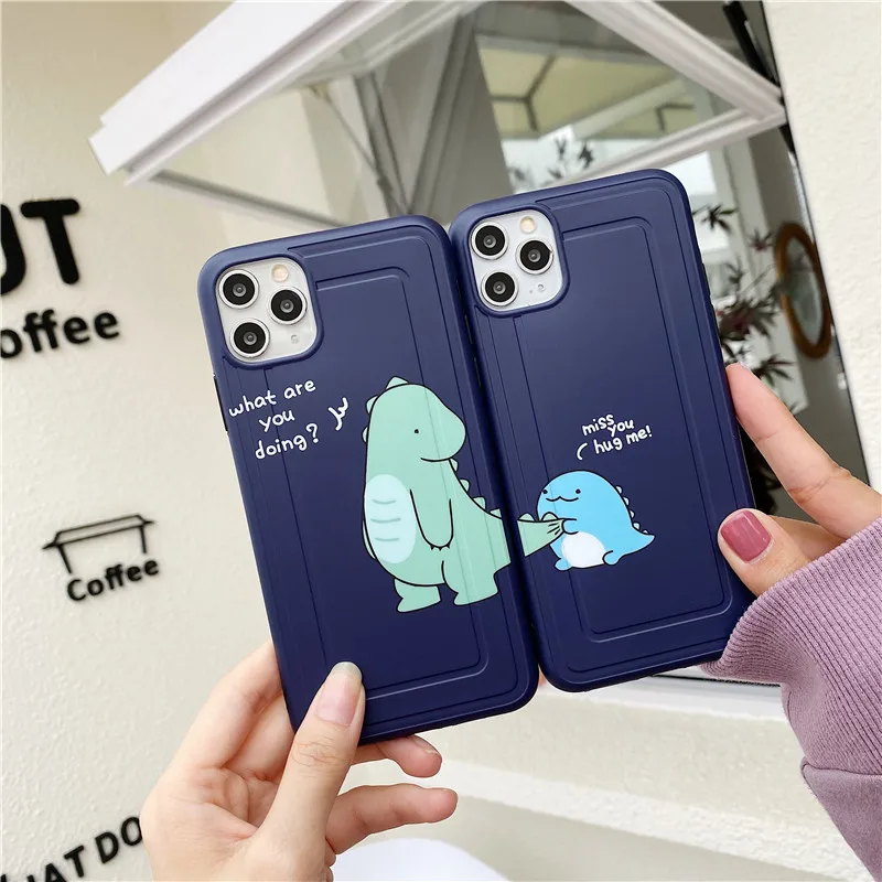Cute Cartoon Dinosaur Couple Mobile Phone Case For Iphone 78plus X Xr Xsmax 11 11pro Max Soft Silicone Mobile Phone Back Cover Fitted Cases Aliexpress