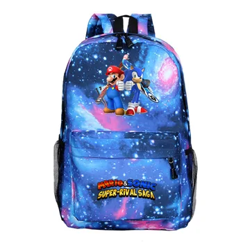 

Mario & Sonic Bag Students School Backpack Beautiful Popular Pattern School Bags Daily Galaxy Knapsack for Boys Girls Teens